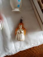 Antieke glazen kerstbal engel met gouden haar en vleugels, Ophalen of Verzenden, Gebruikt