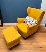 Gele IKEA Strandmon fauteuil + voetenbank; ophalen Zaandam, Ophalen, Gebruikt, Eenpersoons, 75 tot 100 cm