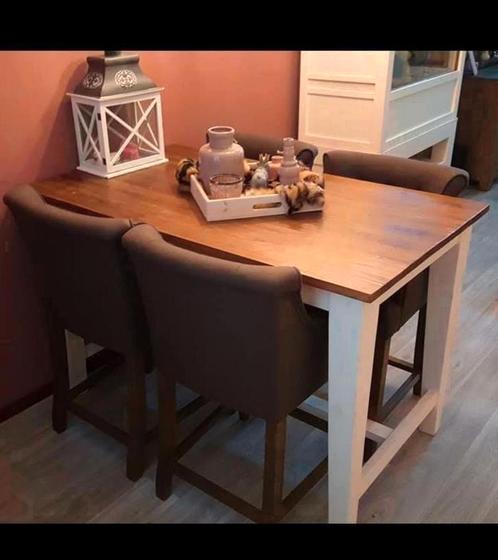 Bartafel 4x stoelen ziet foto, Huis en Inrichting, Tafels | Eettafels, Gebruikt, 50 tot 100 cm, Rechthoekig, Ophalen