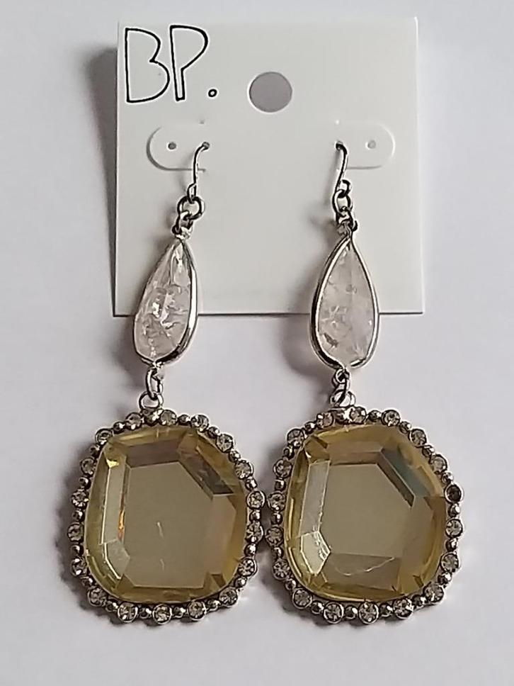 BP zilverkleurige strass hang oorbellen, Sieraden, Tassen en Uiterlijk, Oorbellen, Nieuw, Hangers, Overige materialen, Zilver