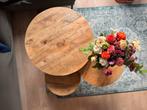 Goossens Wonen Mangohouten Bijzettafel Set van 3, Ophalen, 50 tot 100 cm, Rond, Zo goed als nieuw