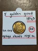 Gouden vijfje 1843 Willem II fdc-, Ophalen of Verzenden, Koning Willem II, 5 gulden, Goud