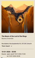 2 kaarten concert filmmuziek Lord of the Rings 10 jan., Twee personen, Ticket of Toegangskaart