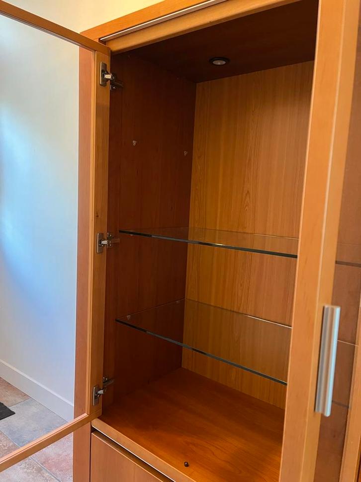 Kersenhouten Vitrinekast - mist glasplaat, Huis en Inrichting, Kasten | Dressoirs, Gebruikt, 50 tot 100 cm, 25 tot 50 cm, Met deur(en)
