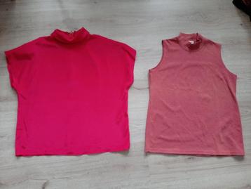 2 mooie Tops/Shirts/in 1 koop/Miss Etam/koraalrood&roze/mt L beschikbaar voor biedingen