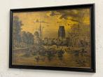 Antieke kopergravure oude haven Rotterdam, laurenskerk, Antiek en Kunst, Kunst | Etsen en Gravures, Ophalen of Verzenden