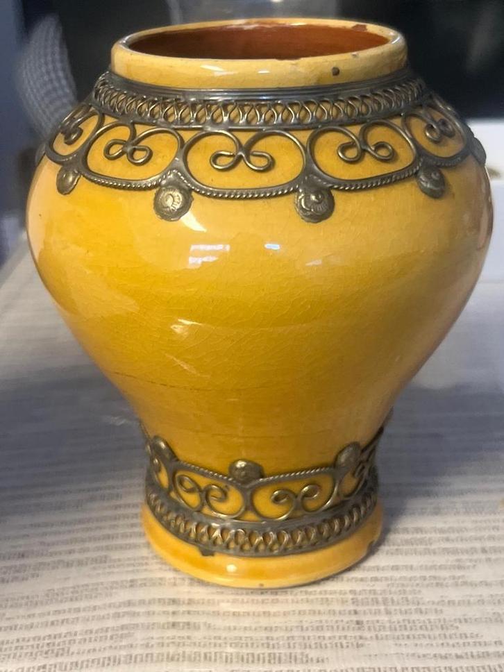 Vintage Marokkaanse vaas uit Safi – keramiek met tinnen, Antiek en Kunst, Antiek | Glas en Kristal, Ophalen