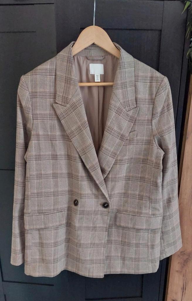 H&M Blazer ruit beige S/M🙂, Kleding | Dames, Jasjes, Kostuums en Pakken, Nieuw, Beige, Ophalen of Verzenden