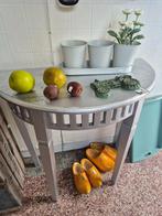 Brocante tafeltje halfrond, Huis en Inrichting, Tafels | Sidetables, Gebruikt, 50 tot 100 cm, *, *
