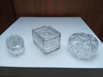 3 mooie antieke  glazen doosjes bakjes, in één koop of apart, Antiek en Kunst, Ophalen of Verzenden