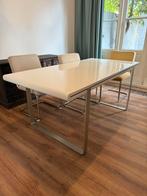 Moderne Eettafel hoogglas wit, Huis en Inrichting, Tafels | Eettafels, Ophalen, Kunststof, 50 tot 100 cm, Zo goed als nieuw