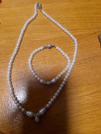 Parel armband en ketting, Sieraden, Tassen en Uiterlijk, Kettingen, Ophalen of Verzenden, Zo goed als nieuw, Zilver
