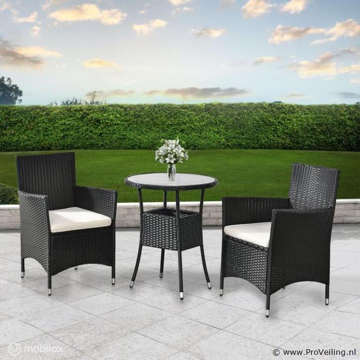 Online Veiling: Polyrotan balkonset Bayamo 3-delig, Tuin en Terras, Tuinsets en Loungesets, Nieuw