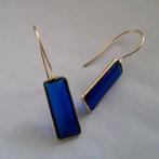 Oorbellen goud verguld met saffier Quartz, Verzenden, Nieuw, Blauw