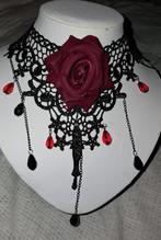 Mooie nieuwe Gothic ketting met rode bloem, Overige materialen, Verstelbaar, Nieuw, Ophalen of Verzenden