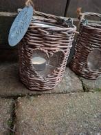 Charmante windlichten countryfield wilgentenen met hartjes, Overige materialen, Bruin, Ophalen of Verzenden, Zo goed als nieuw
