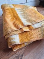 Groot Vintage wollen deken geel, okergeel 190x240, Gebruikt, Ophalen of Verzenden