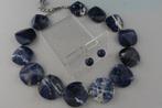 SOLDALIET (3 cm) ketting/oorhanger-set, Verzenden, Nieuw, Blauw, Met edelsteen