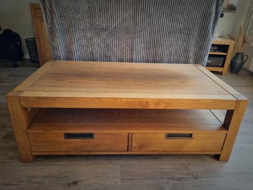 Eiken salontafel Vermont van De Bommel, Huis en Inrichting, Tafels | Salontafels, Gebruikt, Minder dan 50 cm, 50 tot 100 cm, 100 tot 150 cm