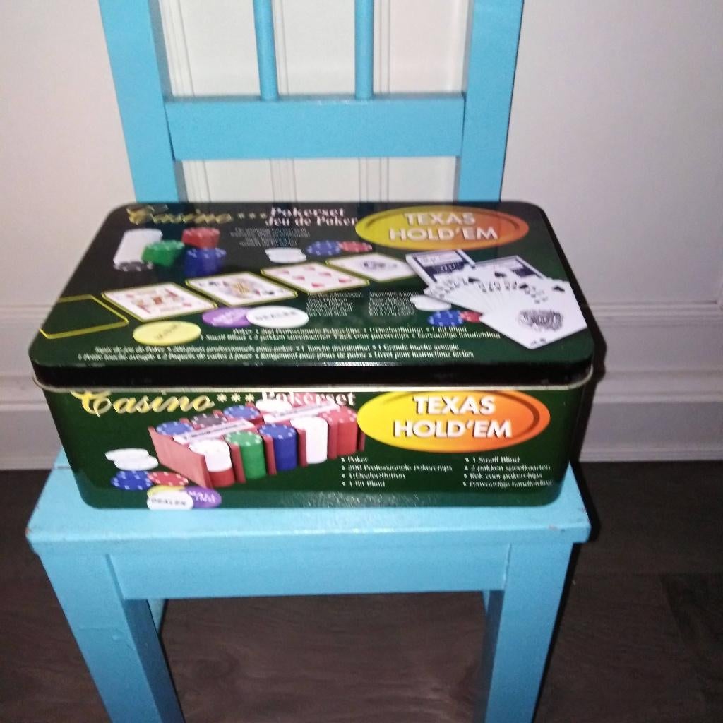 Texas hold 'em casino pokerset, Hobby en Vrije tijd, Gezelschapsspellen | Kaartspellen, Ophalen, Zo goed als nieuw