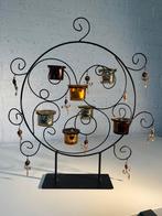 Theelicht kaars standaard oranje bruin zilver, Huis en Inrichting, Woonaccessoires | Kandelaars en Kaarsen, 50 tot 75 cm, Bruin