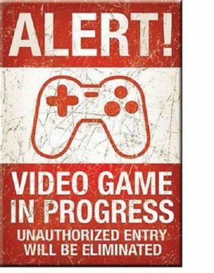 Alert! Video Game in Progress ( metalen wandbord ), Spelcomputers en Games, Games | Pc, Nieuw, Overige genres, Ophalen of Verzenden