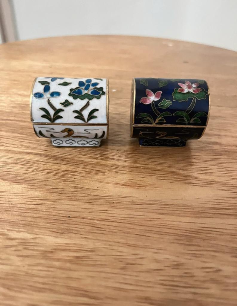 Antieke Miniatuur Cloisonné Sieradendoosjes - Set van 2, Ophalen of Verzenden