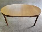 Vintage Deense uitschuifbare ronde eettafel in eikenhout, Huis en Inrichting, Tafels | Eettafels, Ophalen, Gebruikt, 100 tot 150 cm