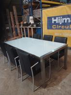 Eettafel met stoelen, Huis en Inrichting, Tafels | Eettafels, Ophalen, Gebruikt, 200 cm of meer, 50 tot 100 cm