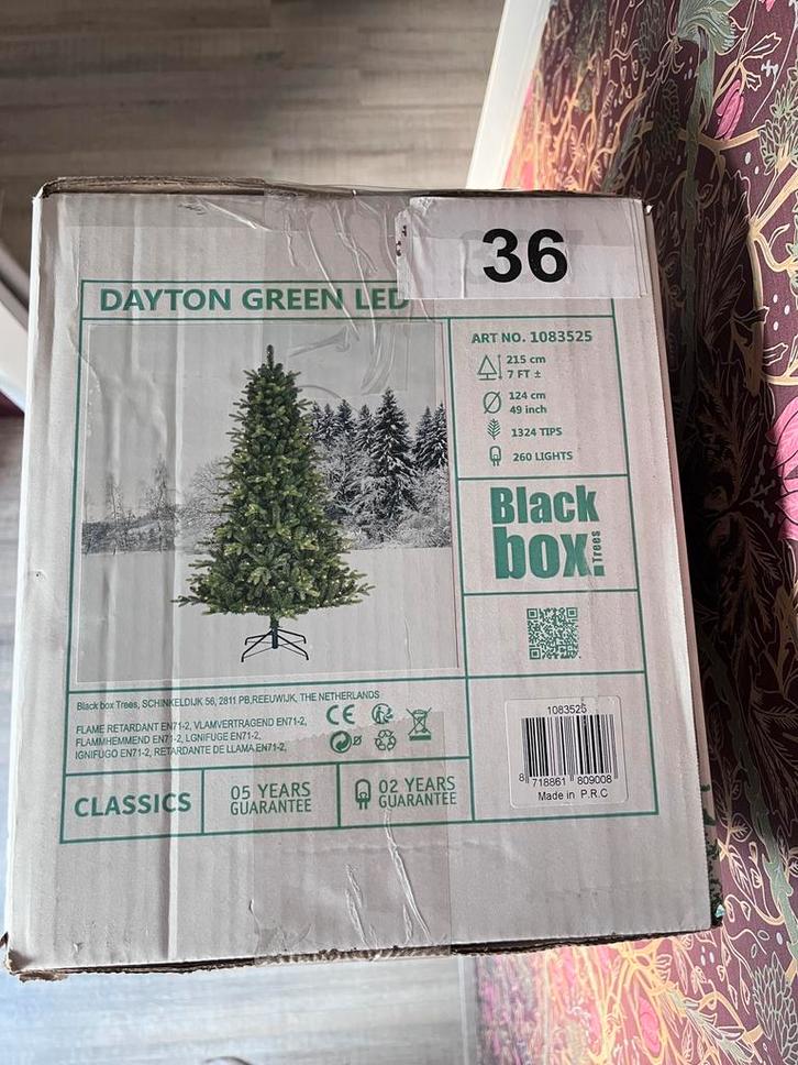 Black box kerstboom (Dayton) met LED 215 cm, Diversen, Kerst, Zo goed als nieuw, Ophalen