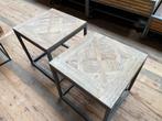 Salontafel / bijzettafel, vierkant oud hout Versailles, Ophalen, 50 tot 100 cm, Vierkant, 50 tot 100 cm
