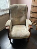 Vintage fauteuil met houten frame, Gebruikt, 75 tot 100 cm, Ophalen of Verzenden, 50 tot 75 cm