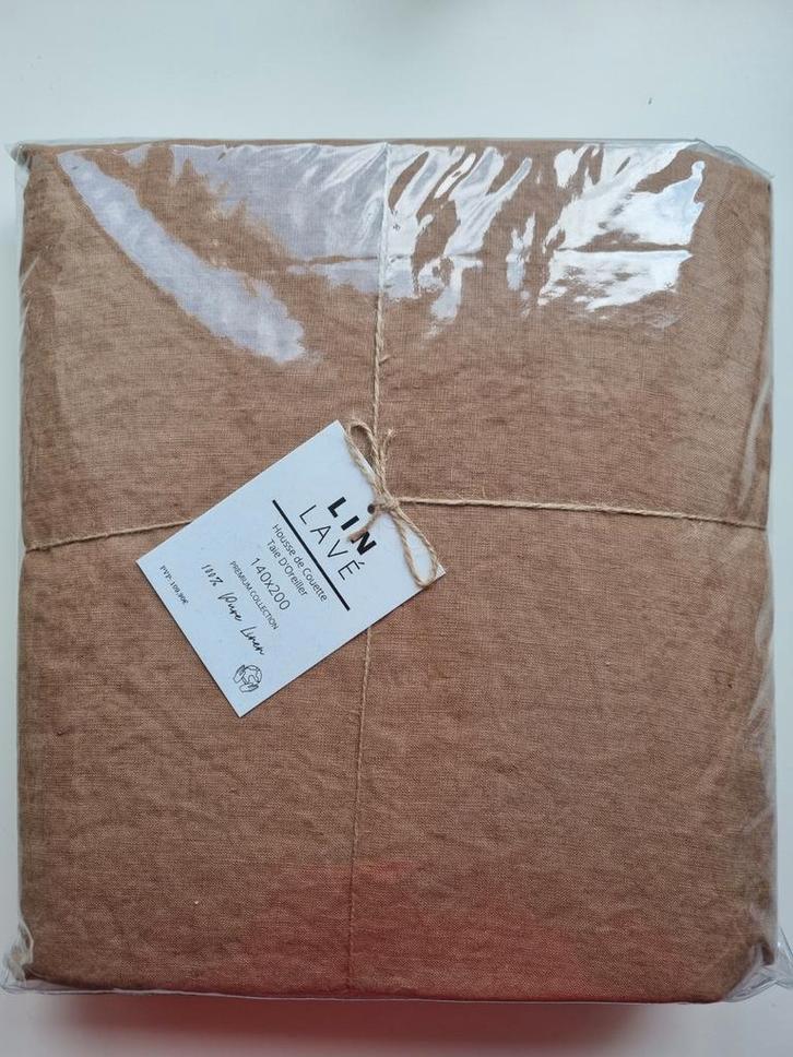 100% linnen dekbedovertrek 140x200 Soft Tabacco, Huis en Inrichting, Slaapkamer | Beddengoed, Nieuw, Dekbedovertrek, Eenpersoons