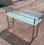 Glazen bijzettafel transparant blad 120 x 40 x 80, Huis en Inrichting, Tafels | Sidetables, Ophalen, 100 tot 150 cm, Glas, Zo goed als nieuw