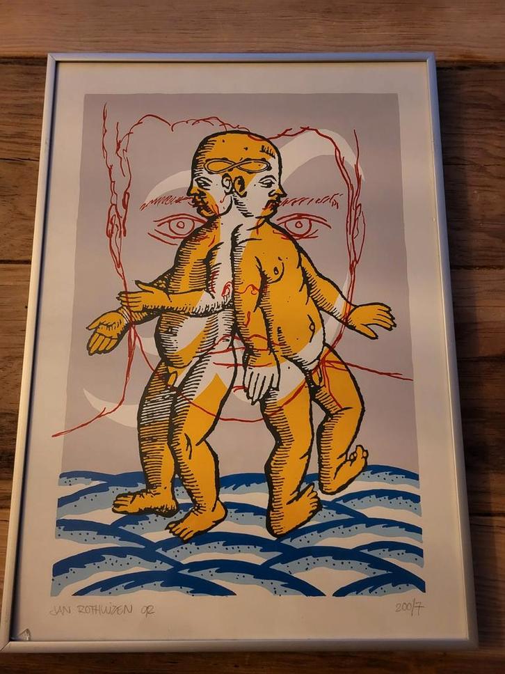 Jan Rothuizen Zeefdruk - Gesigneerd, Antiek en Kunst, Kunst | Etsen en Gravures, Ophalen of Verzenden