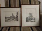 DELFT MARKTPLEIN tekening in lijst in kader, Antiek en Kunst, Kunst | Tekeningen en Foto's, Ophalen