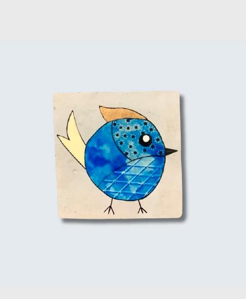 Handbeschilderd tegeltje 'Bluebird', Antiek en Kunst, Kunst | Overige Kunst, Ophalen of Verzenden