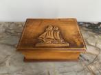 Vintage houten sigarettenhouder met uitschuifbare vakken en, Ophalen of Verzenden, Zo goed als nieuw, Overige typen