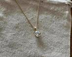 Geelgouden 14krt ketting met solitair hangertje 45cm, Ophalen of Verzenden, Zo goed als nieuw, Goud