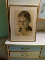 vintage portret meisje 1936 Traudl Lang tekening, Ophalen