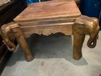 Salontafel vierkant bijzettafel javaans hout olifanten, Huis en Inrichting, 45 tot 60 cm, Minder dan 55 cm, Gebruikt, Vierkant