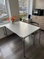 Vintage eettafel chrome/hout, Ophalen, Gebruikt, 100 tot 150 cm, 50 tot 100 cm