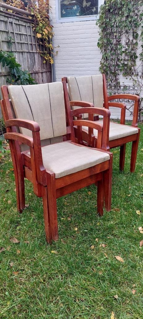 4 bijzondere eetkamer stoelen, Huis en Inrichting, Stoelen, Gebruikt, Hout, Bruin, Ophalen