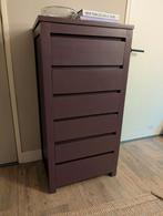 Aubergine houten ladekast, Huis en Inrichting, Ophalen, Gebruikt, 100 tot 150 cm, 50 tot 100 cm