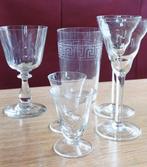 5 antieke glazen, likeur wijn port borrel limonade glaasjes, Antiek en Kunst, Antiek | Glas en Kristal, Ophalen of Verzenden