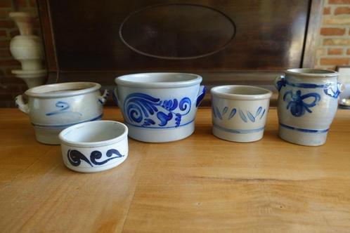 diverse originele grijs met blauwe Keulse potten v.a. 3,00, Tuin en Terras, Bloempotten, Aardewerk, Binnen, Balkon, Ophalen of Verzenden
