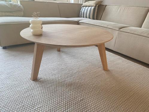 Nieuw massief eiken ronde salontafel, modern, industrieel, Huis en Inrichting, Tafels | Salontafels, Nieuw, Minder dan 50 cm, 50 tot 100 cm