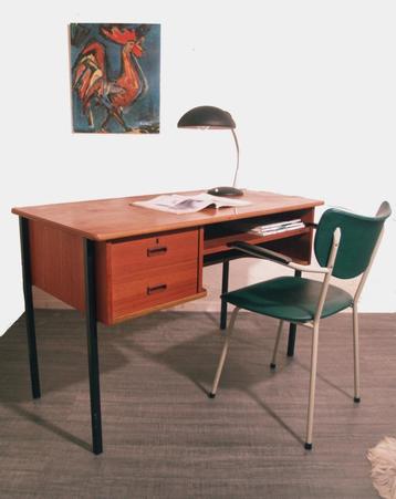 Jaren 60 bureau in teak - vintage mid century design 