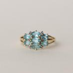vintage 9 karaat gouden ring natuurlijke topaas en diamant, Verzenden, Nvt, Dame, Nvt