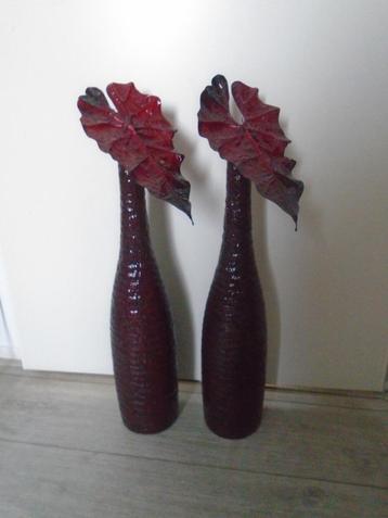 2x Prachtige Hoge Rood/Zwart Vazen Vaas met Takken 6ocm beschikbaar voor biedingen